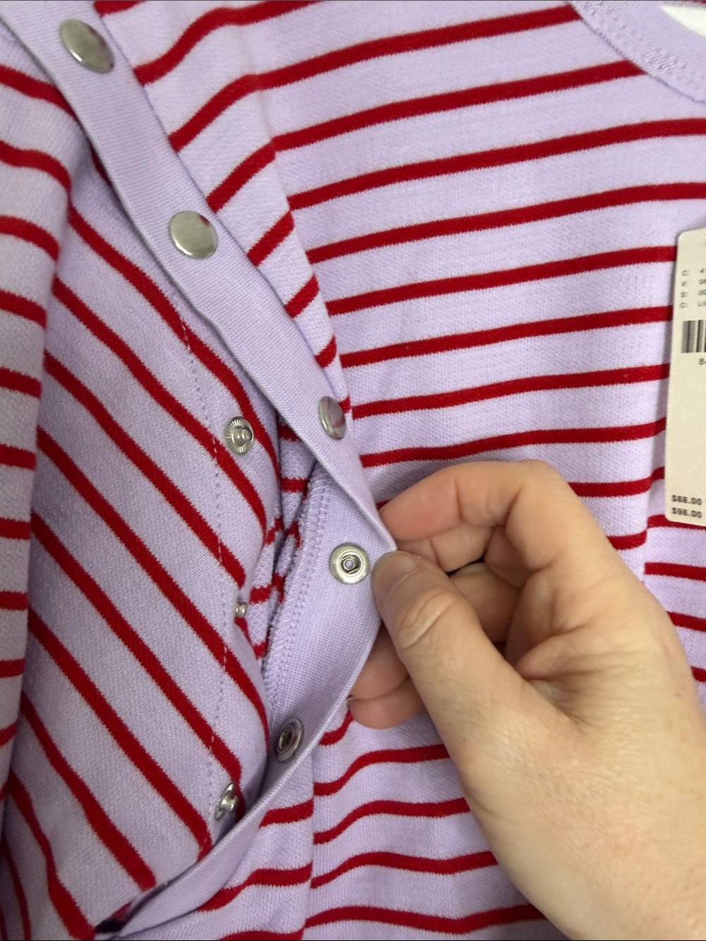Maeve Lavender and Red Striped Long-Sleeve Top with Snap Details - Picture 4 of 9